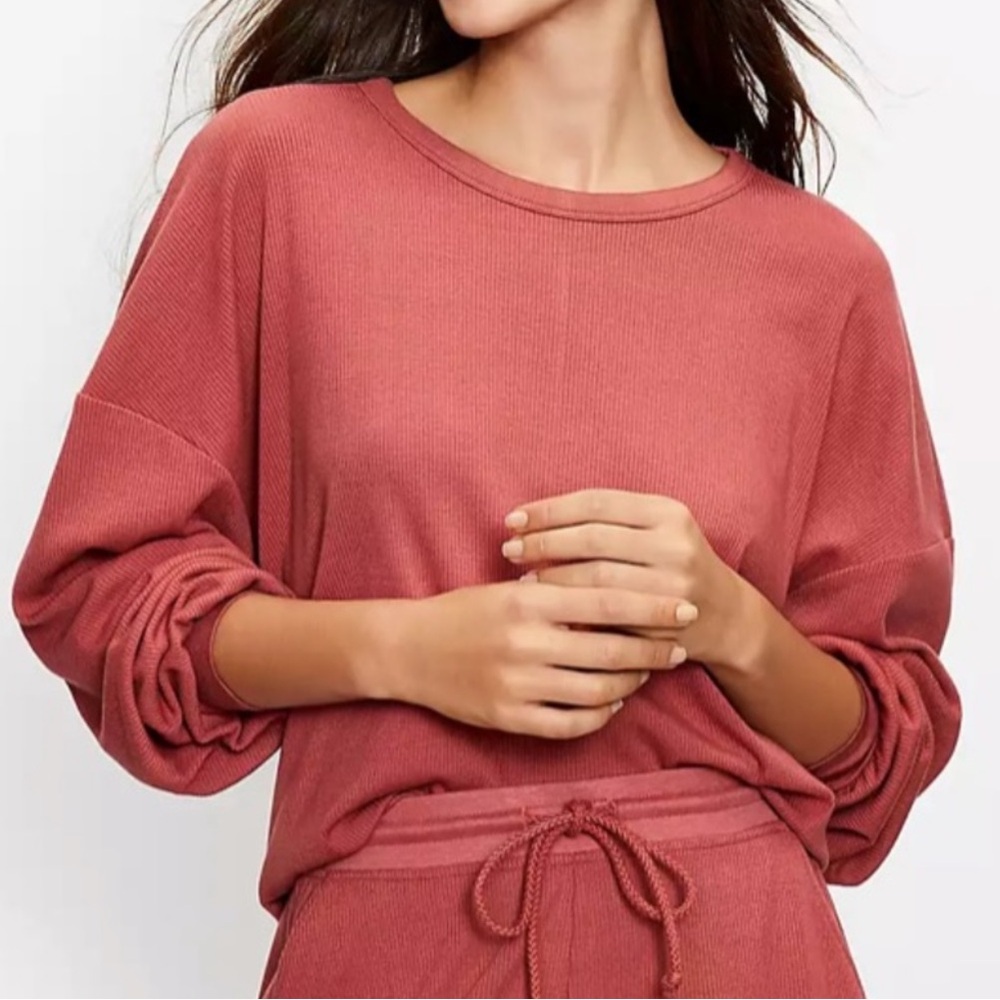 Lou & Grey Ribbed Sweatshirt Long Sleeve Top Lounge Pullover Small